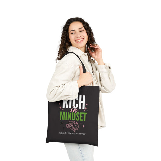 Rich in Mindset Black Canvas Tote Bag