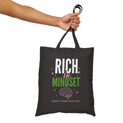 Rich in Mindset Black Canvas Tote Bag