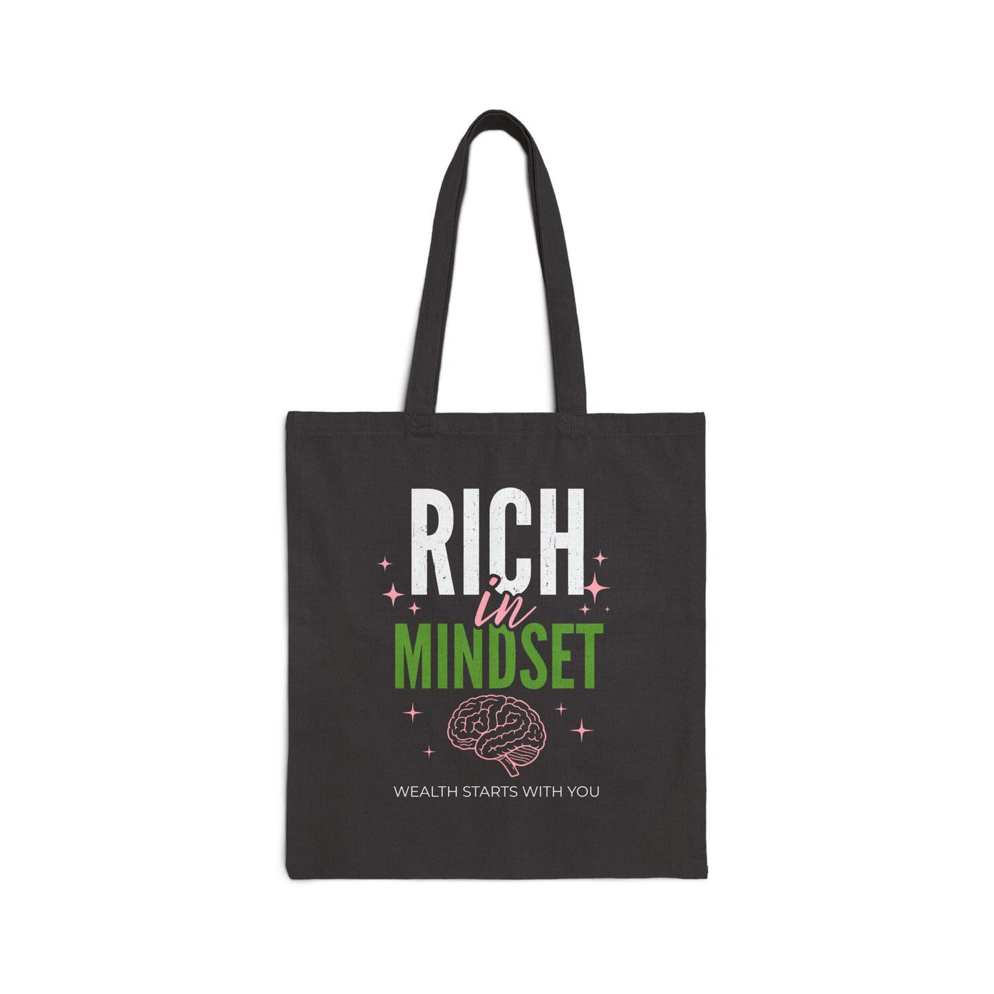 Rich in Mindset Black Canvas Tote Bag