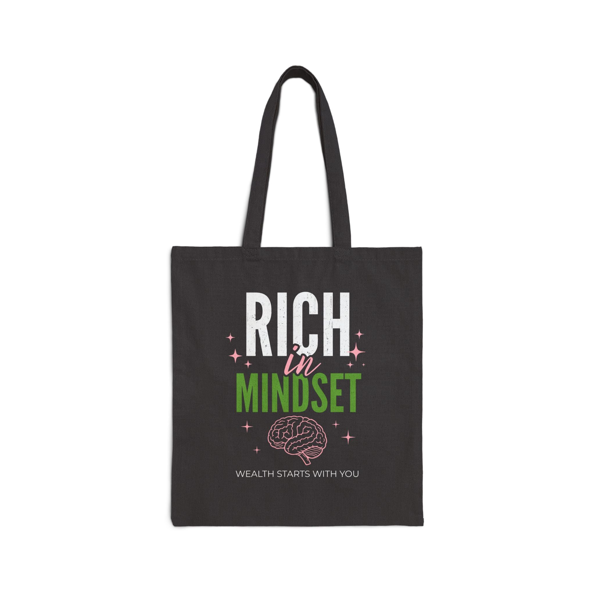 Rich in Mindset Black Canvas Tote Bag