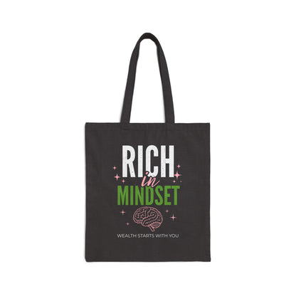 Rich in Mindset Black Canvas Tote Bag
