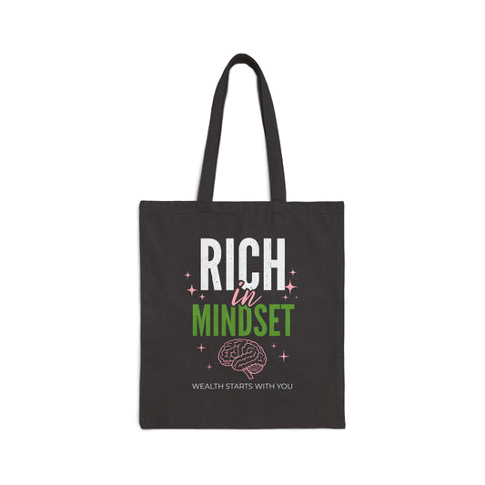 Rich in Mindset Black Canvas Tote Bag