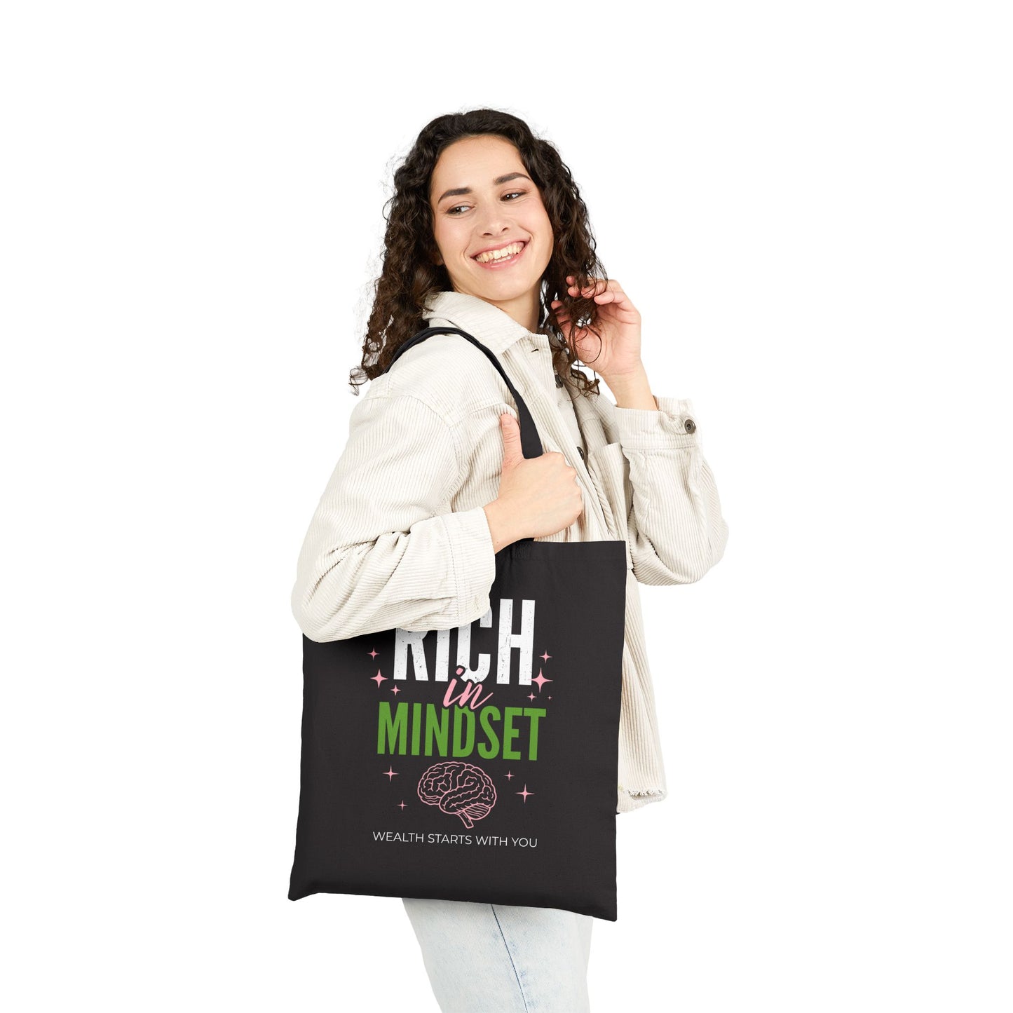 Rich in Mindset Black Canvas Tote Bag