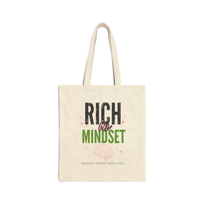 Rich in Mindset Black Canvas Tote Bag