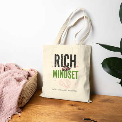 Rich in Mindset Black Canvas Tote Bag