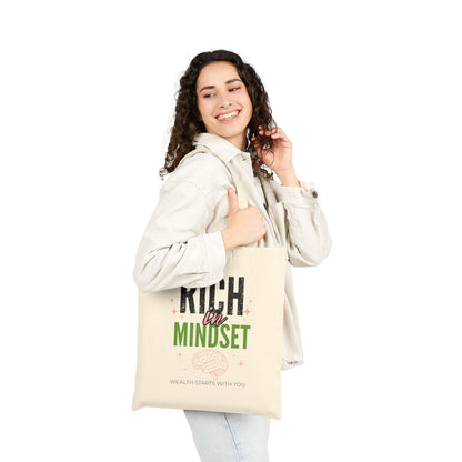 Rich in Mindset Black Canvas Tote Bag